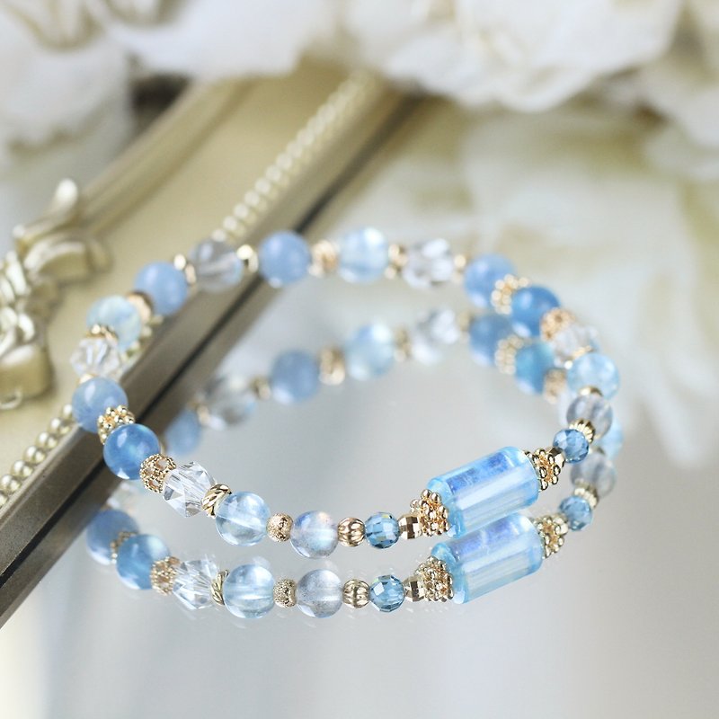 Limited collection. Glacier Aquamarine Labradorite. Healthy, stress-relieving and popular crystal bracelet gift for girls - Bracelets - Crystal Blue