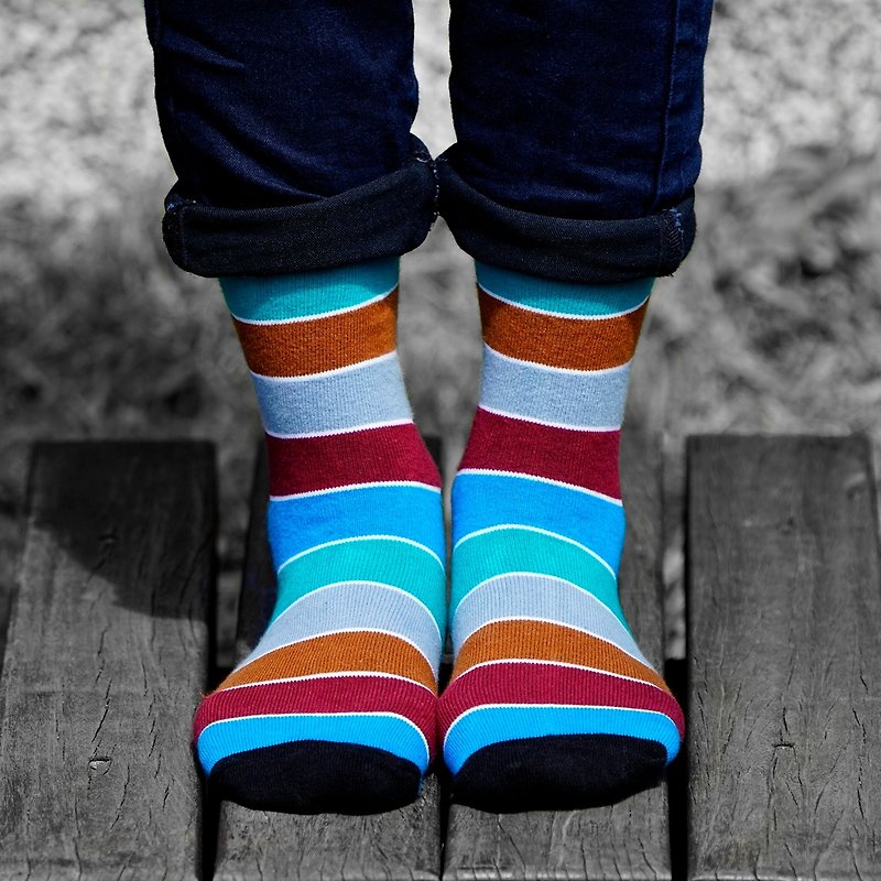 英倫風淑女襪 - Bradford 都會流行、設計簡約風襪子 - 襪子 - 棉．麻 藍色