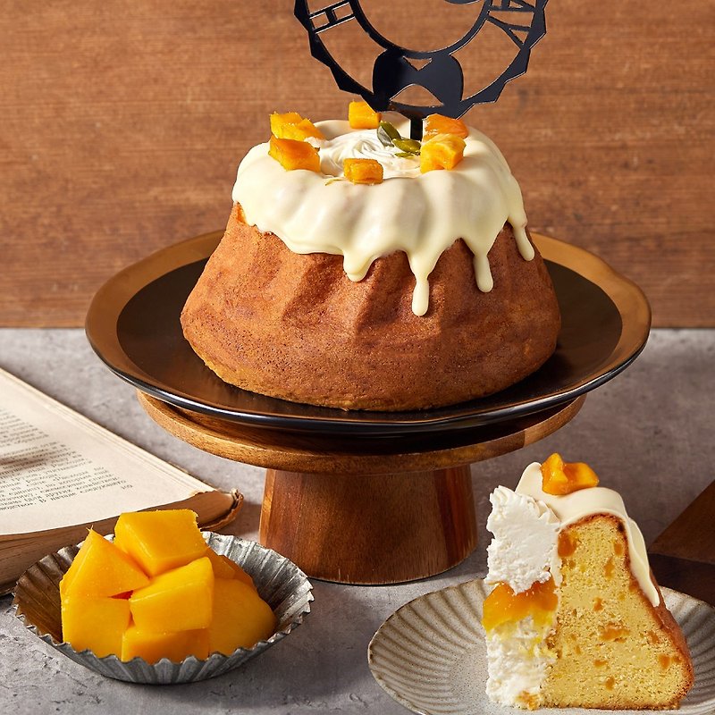【Father's Day Cake】Dad's Good Mango Pound Cake 6 Inch - เค้กและของหวาน - วัสดุอื่นๆ สีส้ม