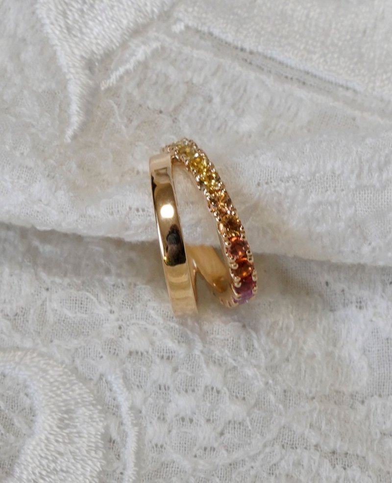 K10 Rainbow sapphire earcuff - 耳環/耳夾/耳骨夾 - 其他金屬 多色