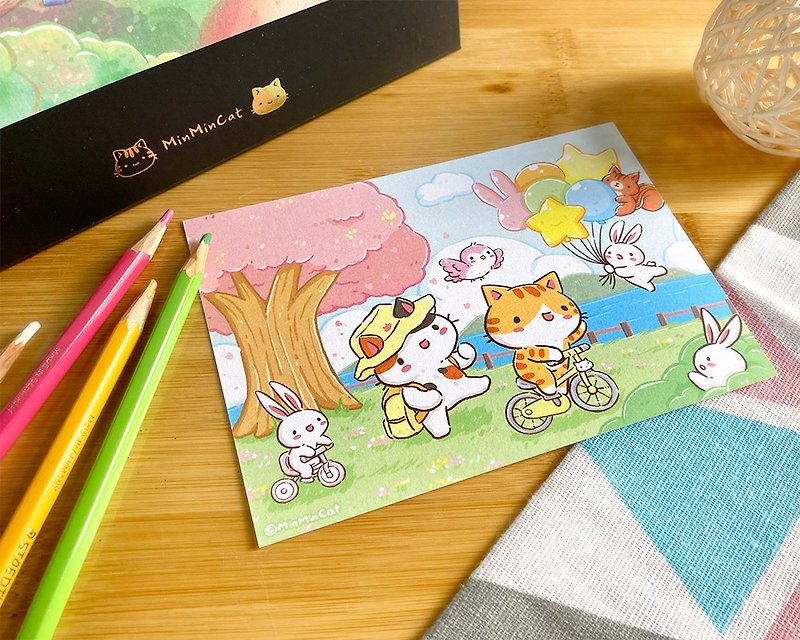 Secret cats traveling together fun illustration postcard - Cards & Postcards - Paper Multicolor