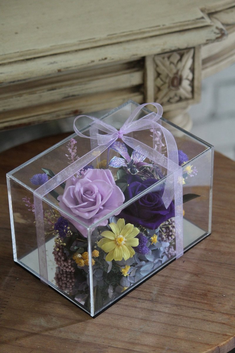 [Purple Acrylic Jewelry Box] Preserved Flowers/Home Decoration/Birthday Flowers - Plants - Plants & Flowers Purple