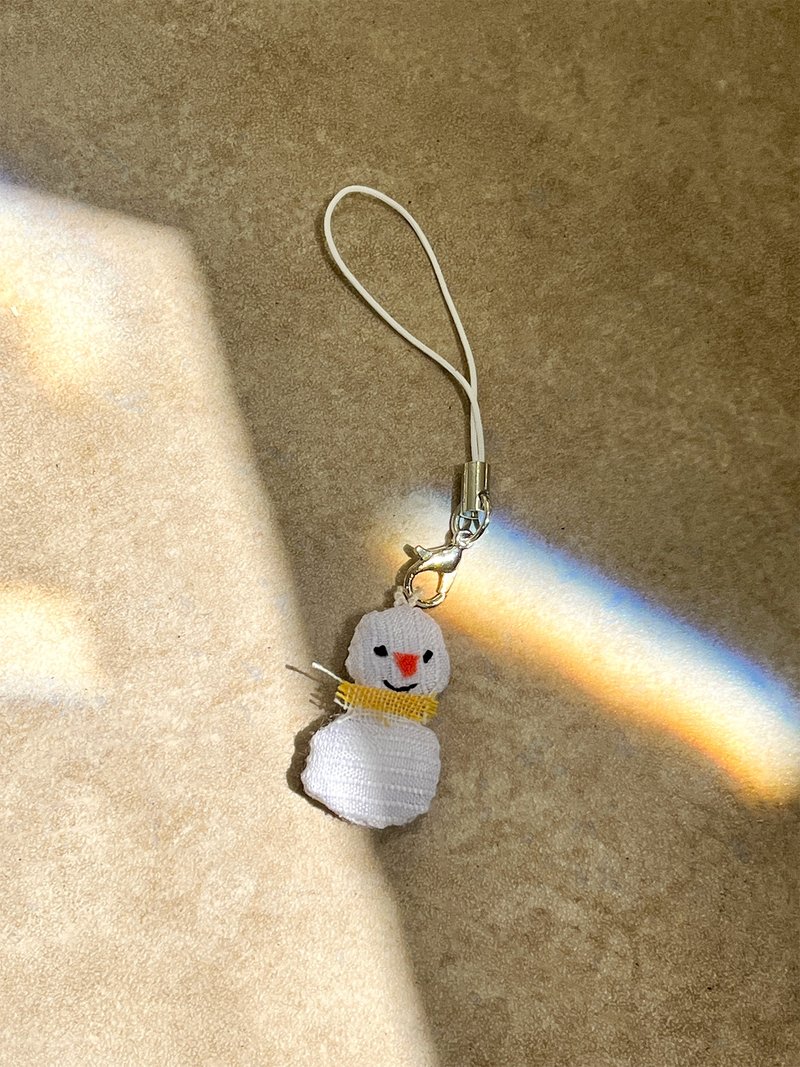 Snowman Keychain - 鑰匙圈/鑰匙包 - 棉．麻 白色