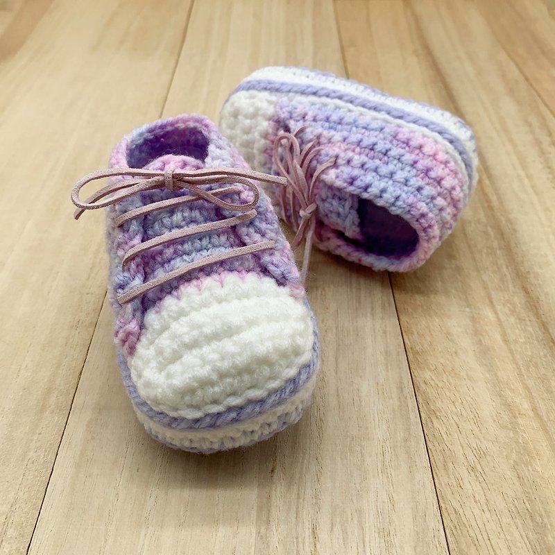 Stylish Baby Sneaker - Unicorn Crochet Shoes - Purple Handmade Toddler Booties - 男/女童鞋 - 壓克力 多色