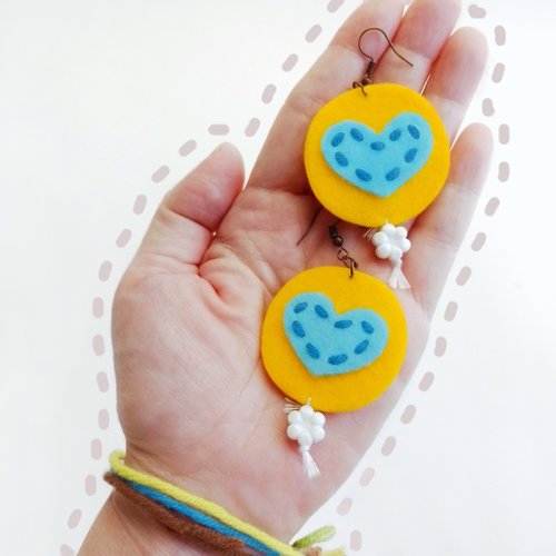 Aden’s ma Colorful free-form dangle design with hand-stitching on felt with beads