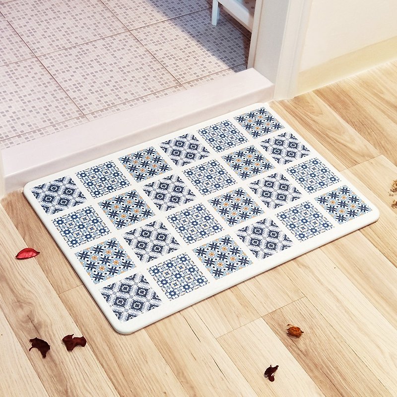 [MBM] Retro image tile L size ultra-thick cut washable kelp mat foot mat - Rugs & Floor Mats - Other Materials 