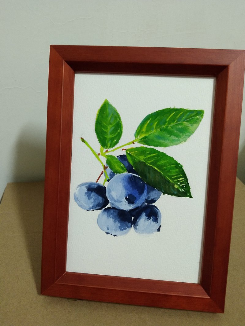 擺設 / 藍莓 / 水彩畫 / 原稿 / 含框 - 掛牆畫/海報 - 紙 