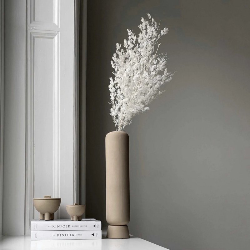 Kabin Vase Tall - 陶 花器 - 花瓶/花器 - 陶 卡其色
