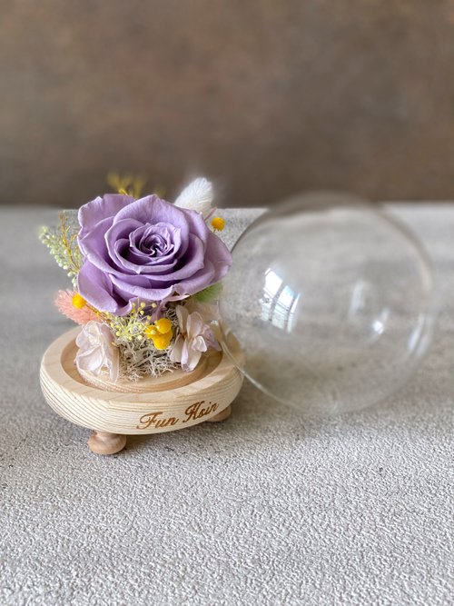 Fun Hsin 凍齡不凋花 可愛夢幻玻璃球 擺飾 桌花 情人節禮物 畢業禮 生日禮物 不凋花
