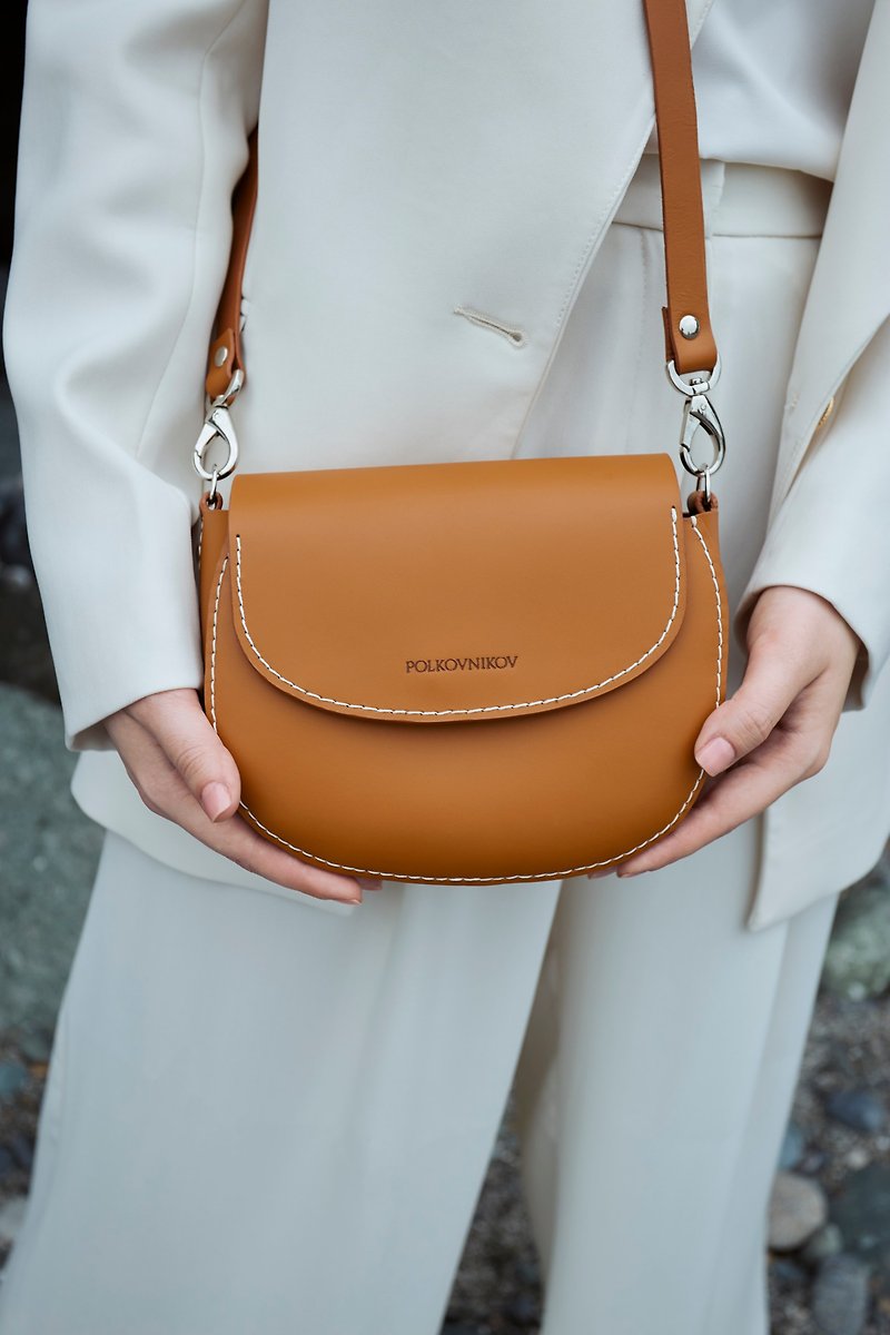 Cross body leather bag / shoulder bag / Italian leather - Handbags & Totes - Genuine Leather Orange