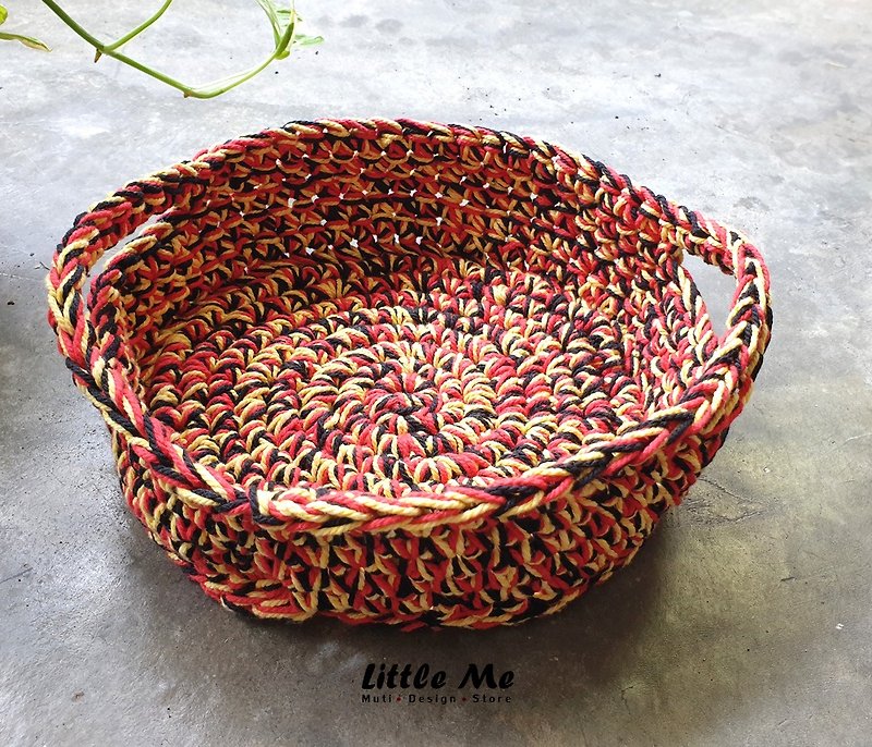 Cotton & Hemp Items for Display Multicolor - Handmade colorful round crochet storage tray - mix color
