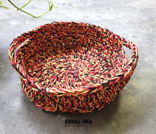 Littleme 手工製作的彩色圓形鉤針儲物託盤 - 混合顏色