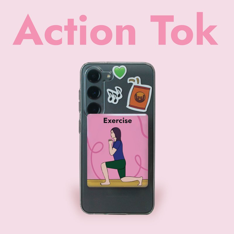 エポキシスマホグリップ - Action Tok - Exercise - ที่ตั้งมือถือ - อะคริลิค สึชมพู