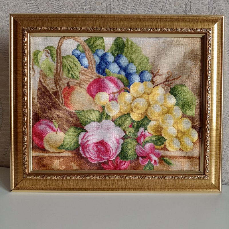 Handmade Still Life wall art, Hand Cross Stitched Artwork, Gifts, Home Decor - 壁貼/牆壁裝飾 - 棉．麻 多色