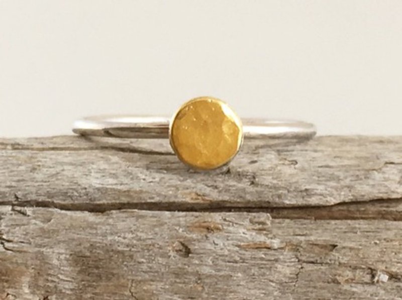 Full Moon  K24 Pure Gold +Silver Ring 純金+銀 満月の指輪リング - 戒指 - 寶石 