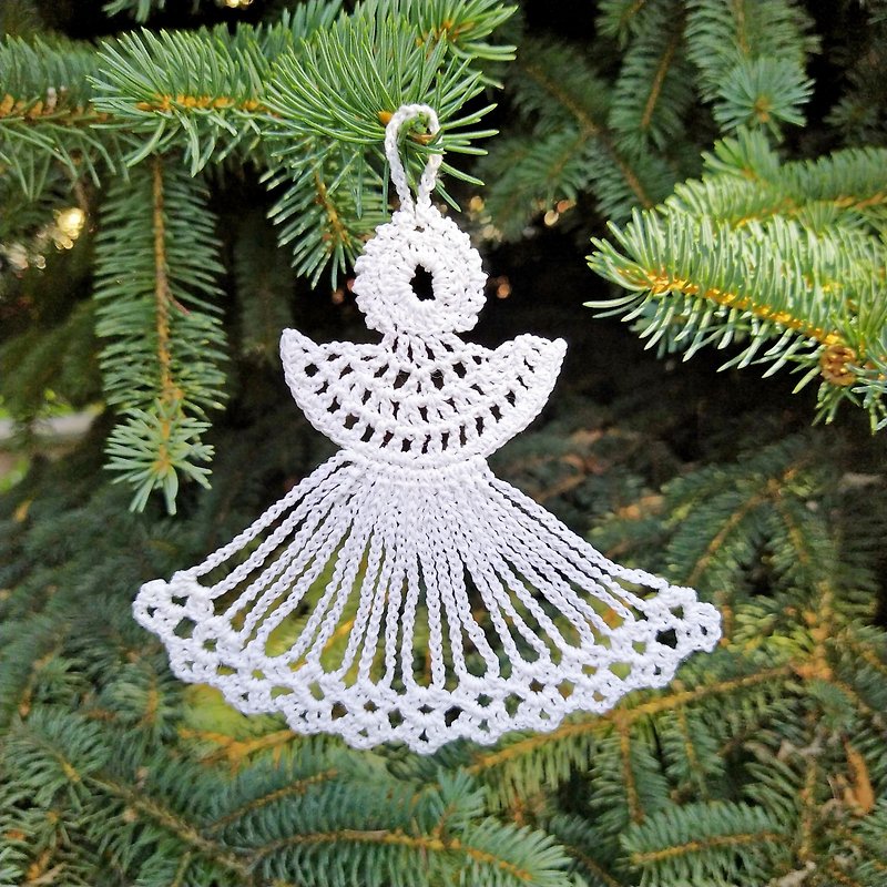 Christmas angels decorations ornament handmade, Christmas gift, 聖誕樹裝飾品, 聖誕天使 - ของวางตกแต่ง - ผ้าฝ้าย/ผ้าลินิน ขาว