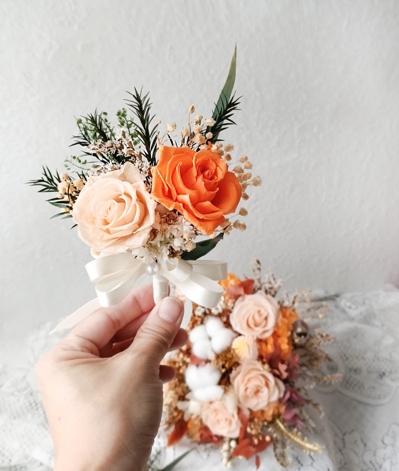 【Corsage】Wedding/preserved flowers/dried flowers/bouquet/proposal - Dried Flowers & Bouquets - Plants & Flowers Orange