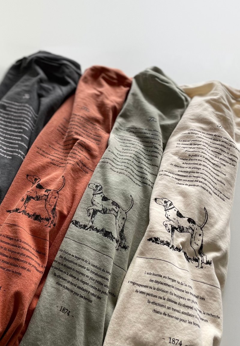 garment dye long sleeve t-shirt / unisex / sheep dog - 帽T/大學T - 棉．麻 多色