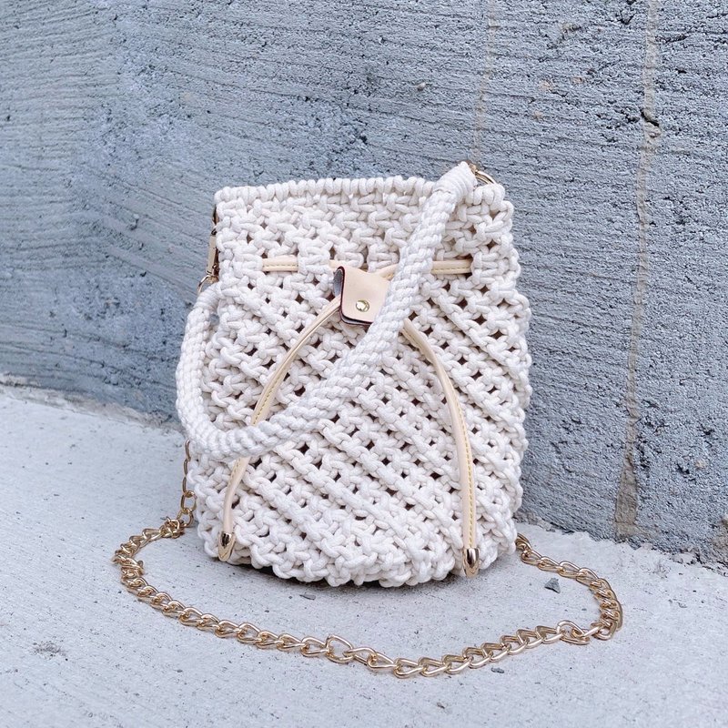Macrame水桶包2way【Macrame Bag】 - 束口袋/束口背包/水桶包 - 棉．麻 