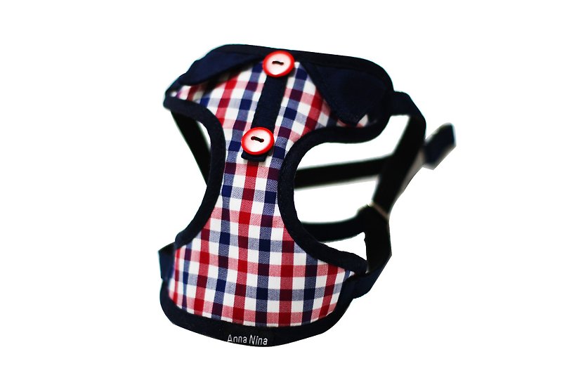 [AnnaNina] Pet chest back/chest strap for cats and dogs with gentlemen's plaid shipped 24 hours - Collars & Leashes - Cotton & Hemp 