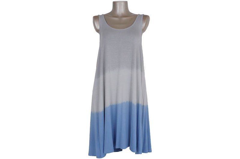グラデーションタンクトップワンピース　ブルーグレー - 連身裙 - 其他材質 藍色