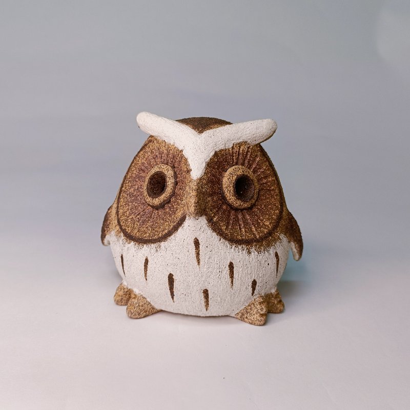 Mini Q-version owl-yellow-billed scops owl/ceramic art/original design - ของวางตกแต่ง - ดินเผา 