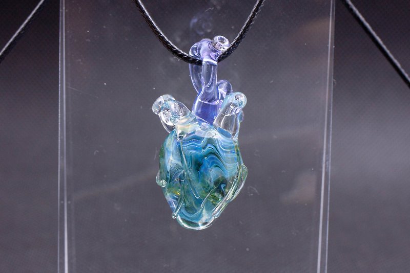 Handmade Glass Heart Necklace - Necklaces - Glass Blue