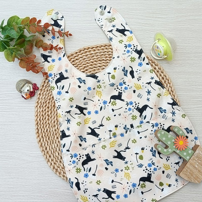 【Children's Waterproof Bib】Cat - ผ้ากันเปื้อน - ผ้าฝ้าย/ผ้าลินิน สีเขียว