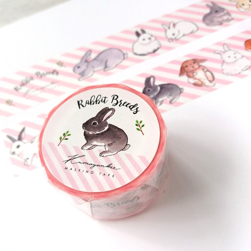 Rabbit Breeds Masking Tape - มาสกิ้งเทป - กระดาษ สึชมพู