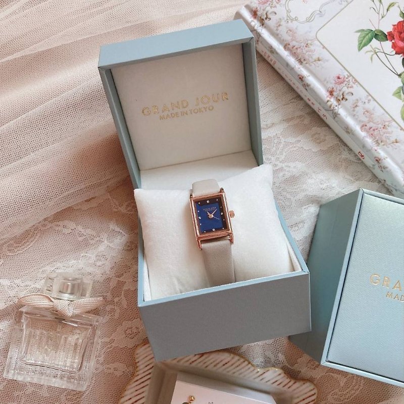 Graduation gift Grand Jour Van Gogh Starry Night Tokyo-made Gemstone watch - นาฬิกาผู้หญิง - หนังแท้ สีเทา