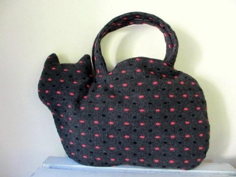 Cat bag * wool Chiya call gray - Handbags & Totes - Cotton & Hemp Gray