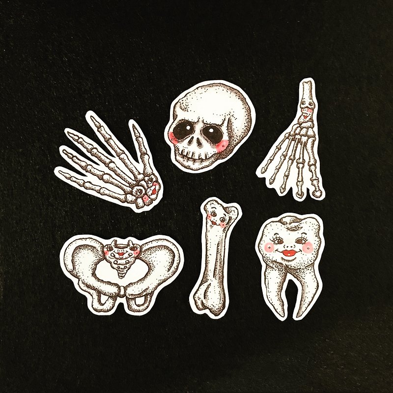 The Mystery of the Human Body Bone Friends Sticker Set 6pcs - Stickers - Paper 