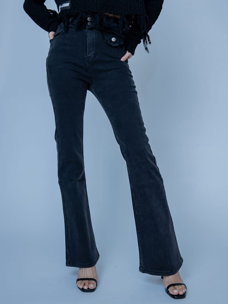 Stunning high waisted flared pants - กางเกงขายาว - ผ้าฝ้าย/ผ้าลินิน สีดำ