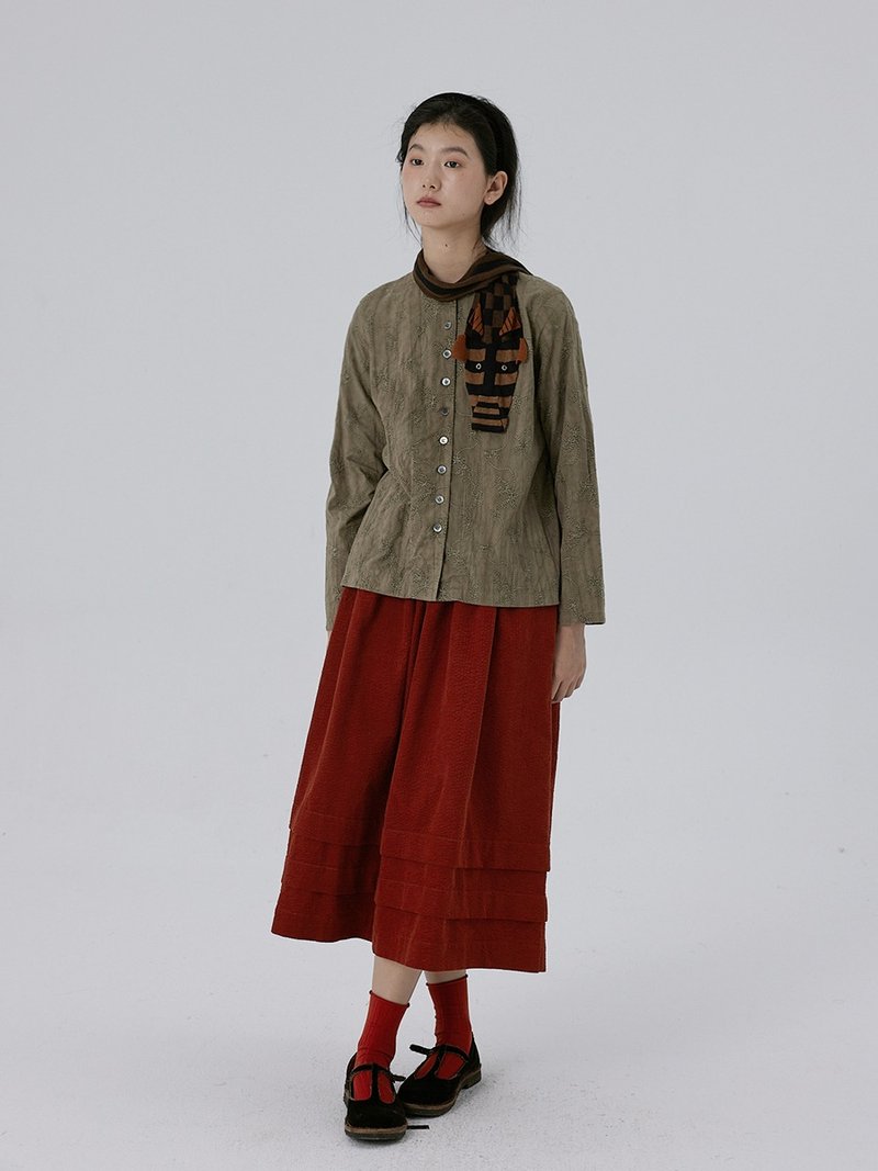 Vintage washed shell button cotton long sleeve shirt - เสื้อเชิ้ตผู้หญิง - ผ้าฝ้าย/ผ้าลินิน สีดำ