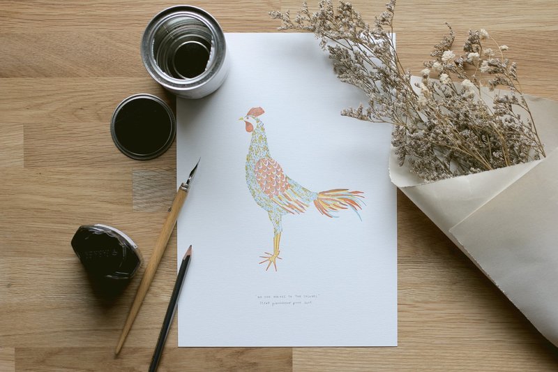 No One Writes to The Colonel - Chicken Letterpress Print Limited Edition of 40 - 海報/掛畫/掛布 - 紙 白色