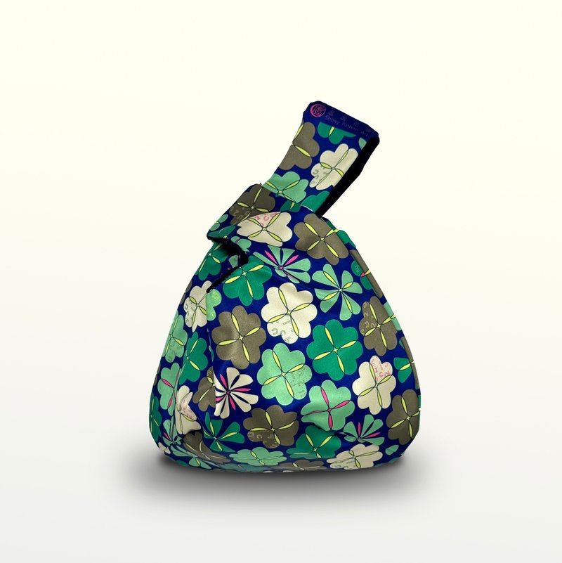 [Flower version everywhere] Wrist bag print/Clover - Handbags & Totes - Silk Green