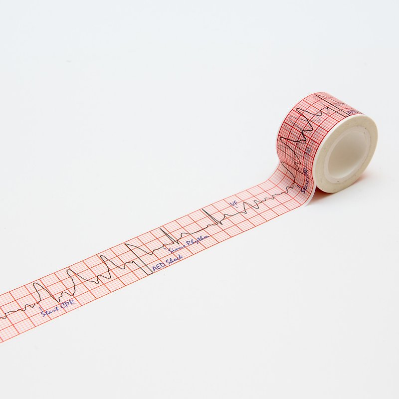 ECG paper tape (CPR+AED) - Washi Tape - Paper Red