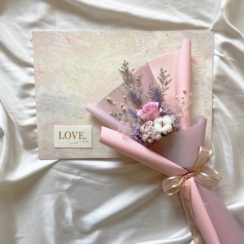 Elegant pink and purple rose bouquets, immortal flowers, dried flowers, Valentine's Day bouquets, proposal bouquets, holiday gifts - ช่อดอกไม้แห้ง - พืช/ดอกไม้ สึชมพู