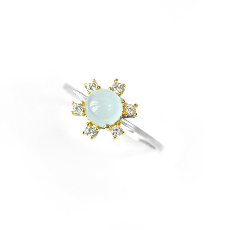 15% off for 2 pieces | Beryl sterling silver ring (icy, light green, natural beauty) - แหวนทั่วไป - เงินแท้ 