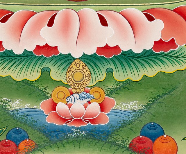 日本語 手描きのチベット観音タンカ絵 - ショップ Boudha Stupa