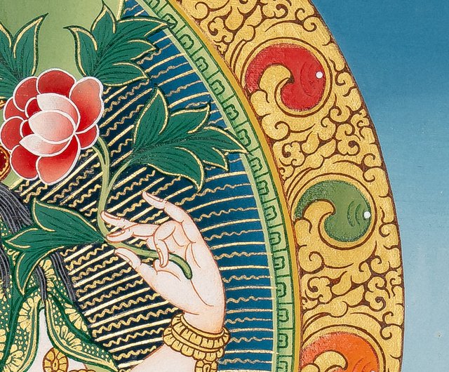 日本語 手描きのチベット観音タンカ絵 - ショップ Boudha Stupa