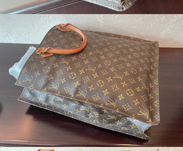 Louis Vuitton Sac Plat Handbag Tote Bag Monogram Brown Vintage