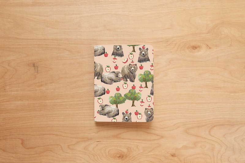 Small Notebook : Grizzly eating Apple - 筆記本/手帳 - 紙 紅色