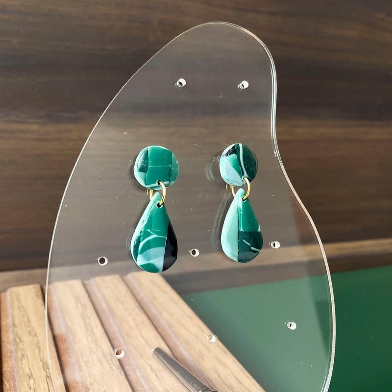 Wave Turquoise DeepGreen Drop Dangle Earrings - Earrings & Clip-ons - Other Materials Multicolor