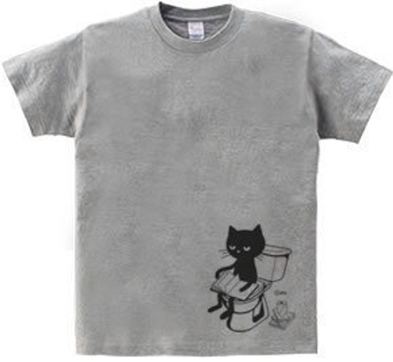 トイレとねこ 150.160（WomanM.L）Tシャツ【受注生産品】 - 女 T 恤 - 棉．麻 灰色
