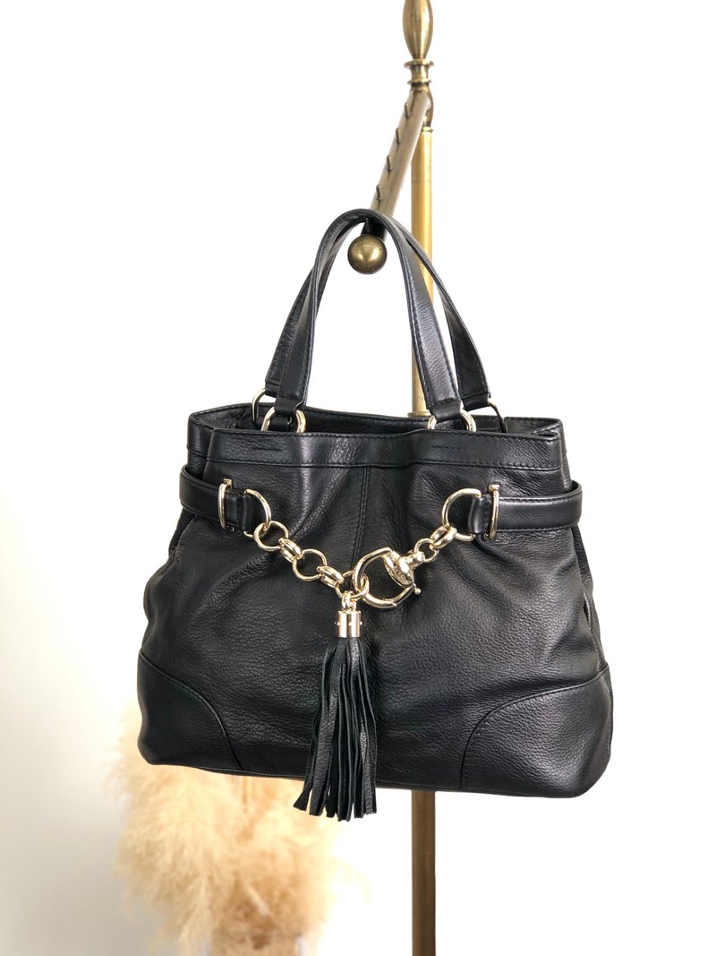 【 日本直送　名牌中古包 】GUCCI グッチ ハンドバッグ ブラック タッセル ホースビット レザー 269943 vintage ヴィンテージ wj5bxw - 手提包/手提袋 - 真皮 黑色