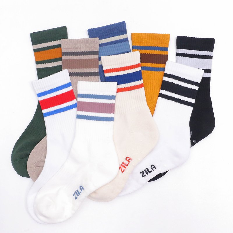 Retro Striped Towel Air Cushion Children's Socks | Anti-slip - ถุงเท้า - ผ้าฝ้าย/ผ้าลินิน หลากหลายสี