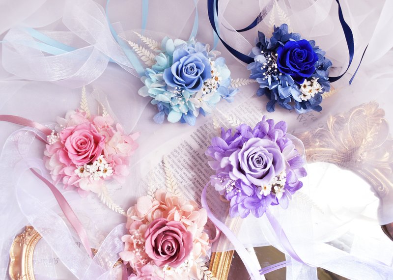 永生玫瑰花手腕花 胸花 永生花 戒指 求婚 伴娘禮物 婚禮 結婚教 - 乾燥花/永生花 - 植物．花 