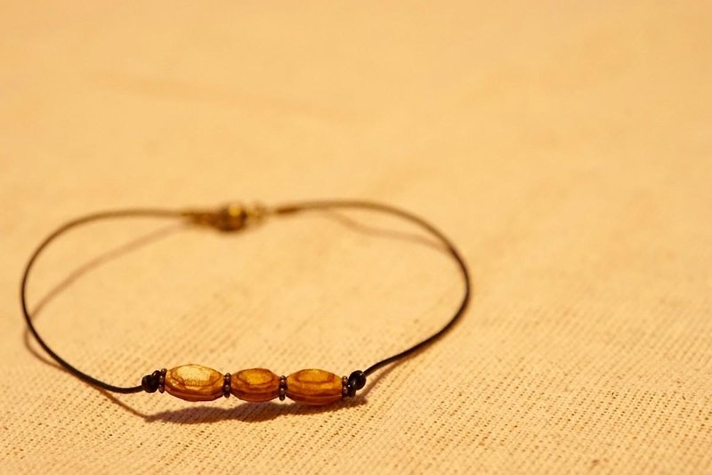 wood beads anklet - Bracelets - Wood Brown