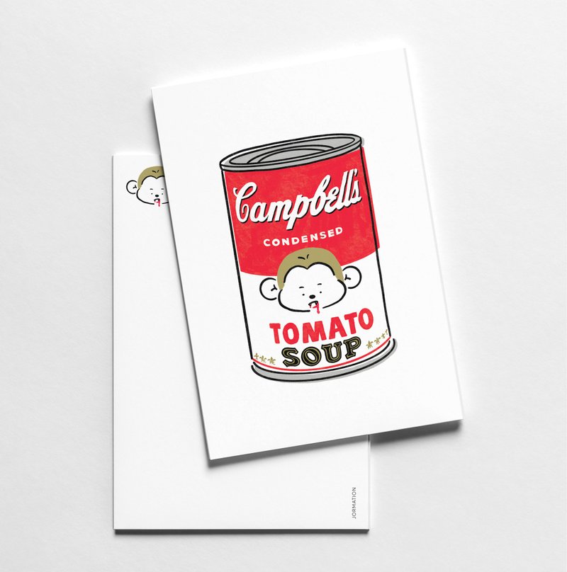Monkey in Campbell's Soup Art Parody Postcard - 卡片/明信片 - 紙 